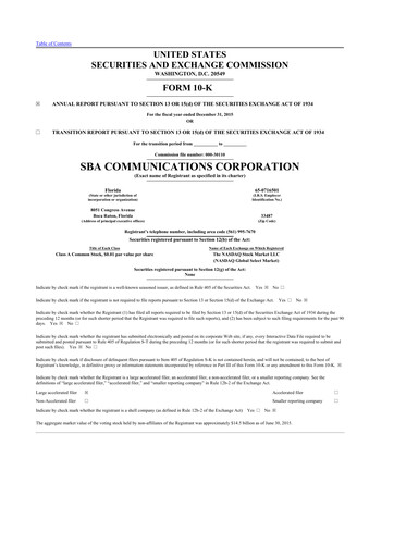 Thumbnail SBA Communications 10-K Annual Report 2015