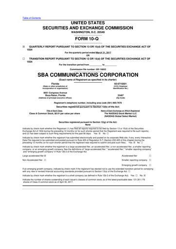 Thumbnail SBA Communications 10-Q Quarterly Report FY2017 