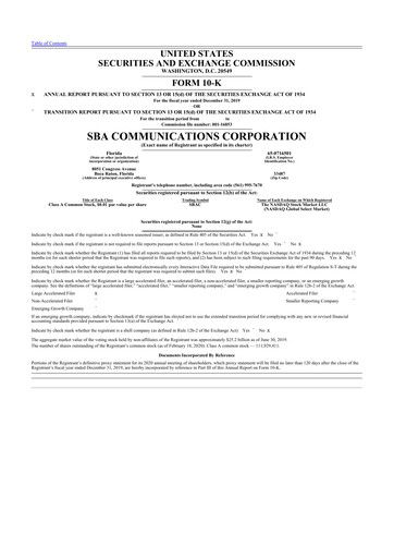 Thumbnail SBA Communications 10-K Annual Report 2019