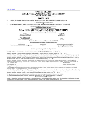 Thumbnail SBA Communications 10-K Annual Report 2020