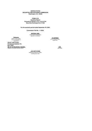 Vorschaubild Autoliv 10-Q Quartalsbericht  