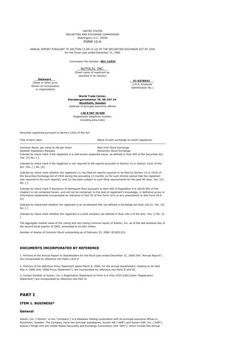 Thumbnail Autoliv 10-K Annual Report 