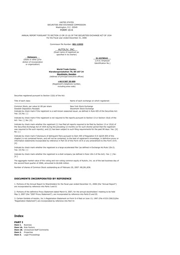 Thumbnail Autoliv 10-K Annual Report 