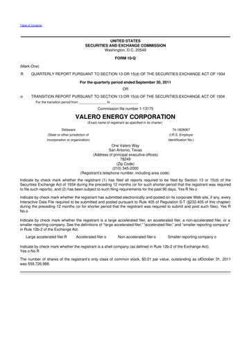 Thumbnail Valero Energy 10-Q Quarterly Report FY2011 