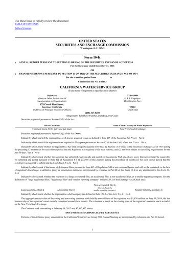 Thumbnail California Water Service Group 10-K Annual Report 2016