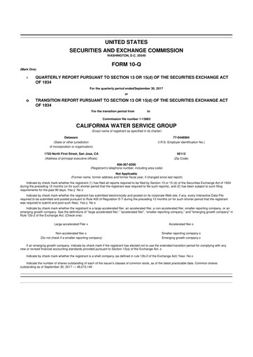 Vorschaubild California Water Service Group 10-Q Quartalsbericht 2017 