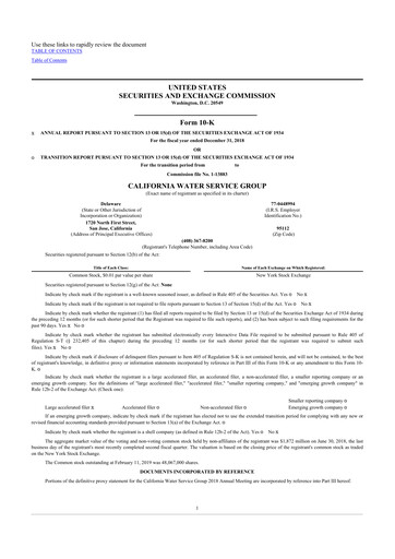 Thumbnail California Water Service Group 10-K Annual Report 2018