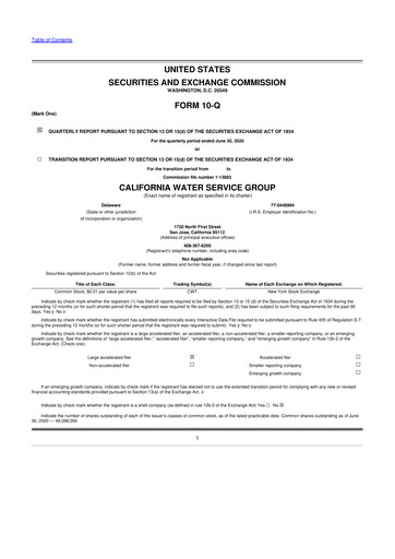 Vorschaubild California Water Service Group 10-Q Quartalsbericht 2020 