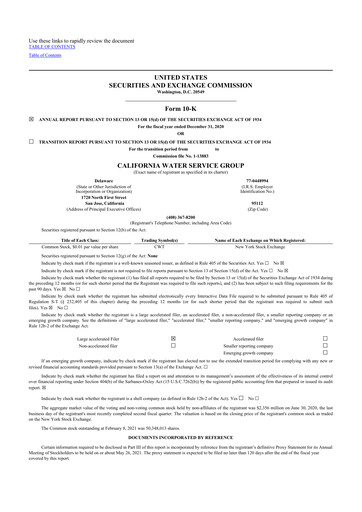 Thumbnail California Water Service Group 10-K Annual Report 2020