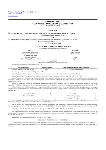 Thumbnail California Water Service Group 10-K Annual Report 2021