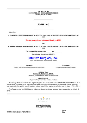 Thumbnail Intuitive Surgical 10-Q Quarterly Report FY 