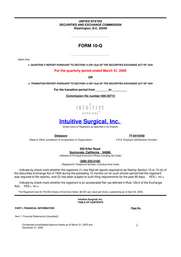 Thumbnail Intuitive Surgical 10-Q Quarterly Report FY 