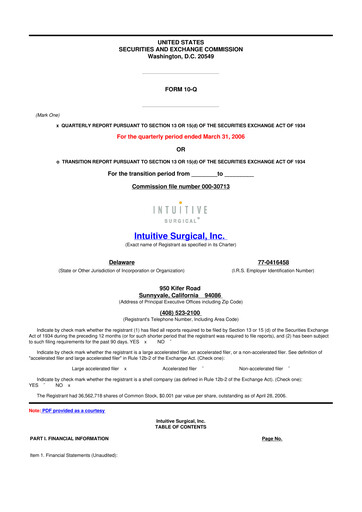 Thumbnail Intuitive Surgical 10-Q Quarterly Report FY 