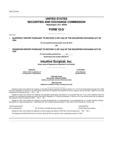 Thumbnail Intuitive Surgical 10-Q Quarterly Report FY2014 