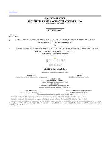 Thumbnail Intuitive Surgical 10-K Annual Report 2014