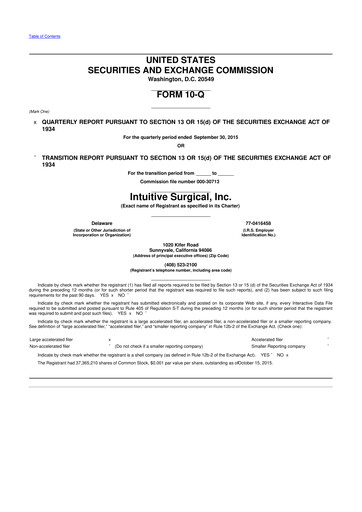 Thumbnail Intuitive Surgical 10-Q Quarterly Report FY2015 