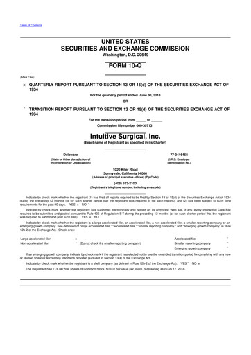 Thumbnail Intuitive Surgical 10-Q Quarterly Report FY2018 