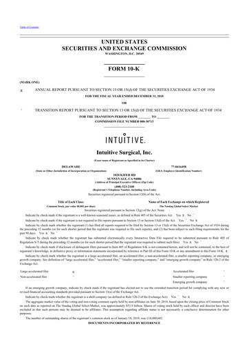 Thumbnail Intuitive Surgical 10-K Annual Report 2018