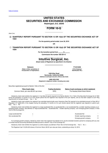 Thumbnail Intuitive Surgical 10-Q Quarterly Report FY2019 