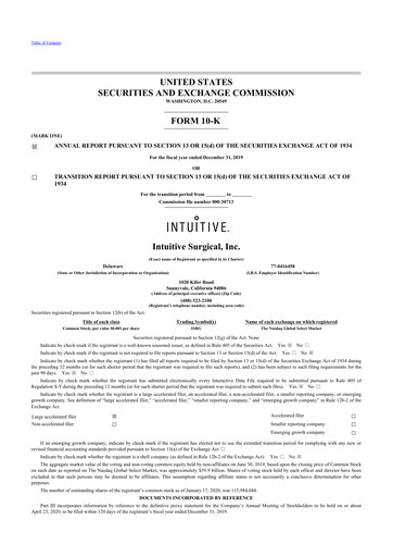 Thumbnail Intuitive Surgical 10-K Annual Report 2019