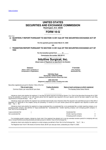Thumbnail Intuitive Surgical 10-Q Quarterly Report FY2020 