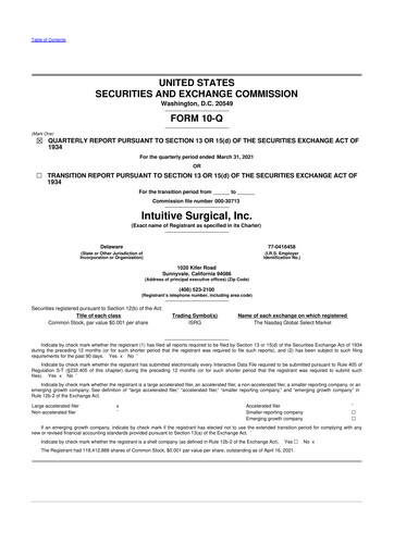 Thumbnail Intuitive Surgical 10-Q Quarterly Report FY2021 