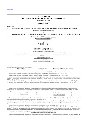 Thumbnail Intuitive Surgical 10-K Annual Report 2021