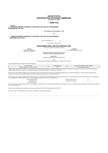 Thumbnail Alexandria Real Estate Equities
 10-Q Quarterly Report FY2023 