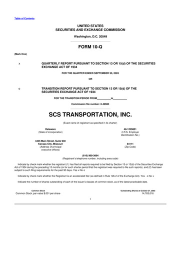 Thumbnail Saia
 10-Q Quarterly Report FY 