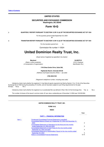 Thumbnail UDR Apartments 10-Q Quarterly Report FY 