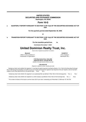 Thumbnail UDR Apartments 10-Q Quarterly Report FY 