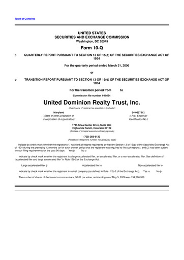 Thumbnail UDR Apartments 10-Q Quarterly Report FY 