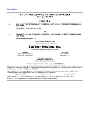 Thumbnail TTEC 10-Q Quarterly Report FY 