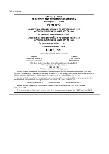 Thumbnail UDR Apartments 10-Q Quarterly Report FY 