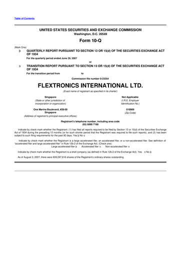 Thumbnail Flex 10-Q Quarterly Report FY 