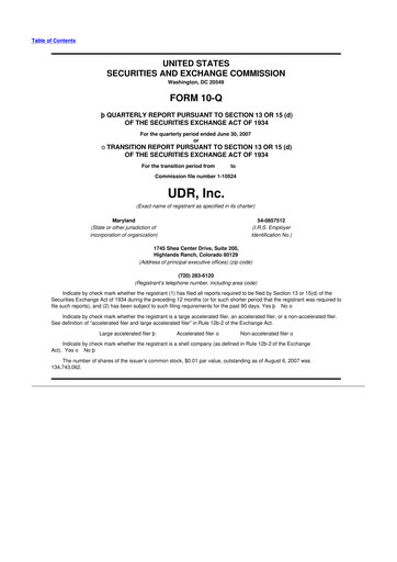 Thumbnail UDR Apartments 10-Q Quarterly Report FY 