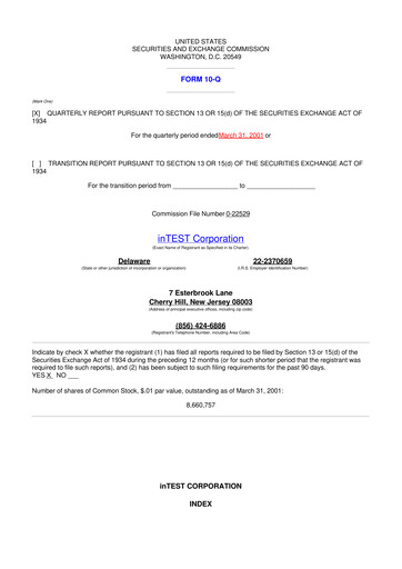 Vorschaubild inTEST Corporation 10-Q Quartalsbericht  