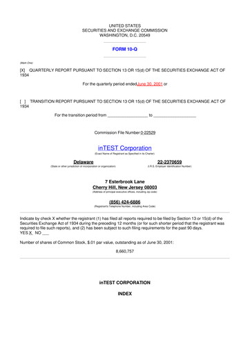 Vorschaubild inTEST Corporation 10-Q Quartalsbericht  