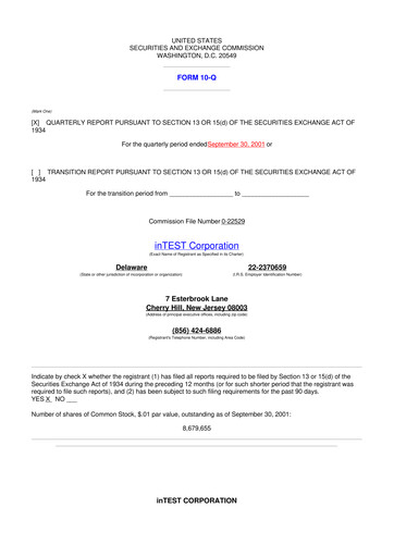 Vorschaubild inTEST Corporation 10-Q Quartalsbericht  