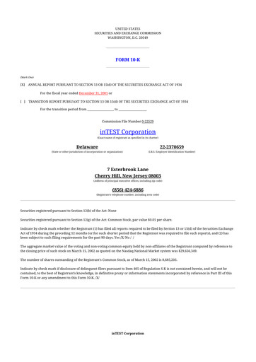 Thumbnail inTEST Corporation 10-K Annual Report 