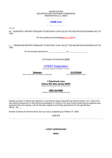 Vorschaubild inTEST Corporation 10-Q Quartalsbericht  