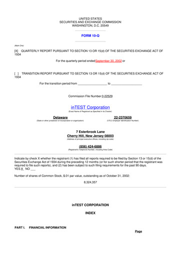 Vorschaubild inTEST Corporation 10-Q Quartalsbericht  