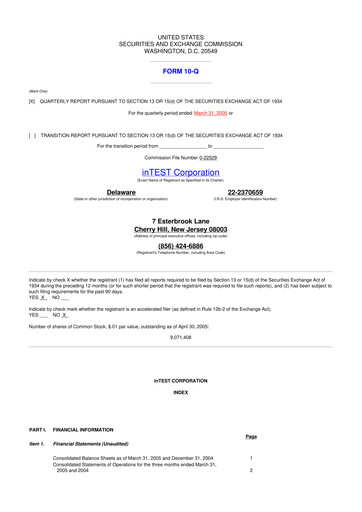 Vorschaubild inTEST Corporation 10-Q Quartalsbericht  