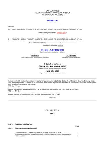 Vorschaubild inTEST Corporation 10-Q Quartalsbericht  