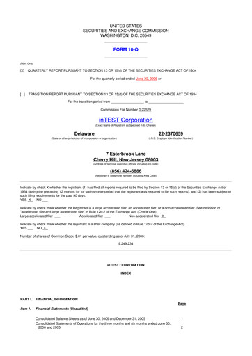 Vorschaubild inTEST Corporation 10-Q Quartalsbericht  