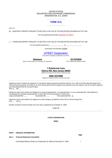 Vorschaubild inTEST Corporation 10-Q Quartalsbericht  