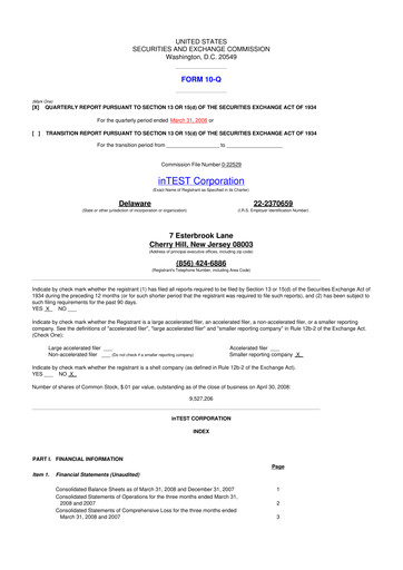 Vorschaubild inTEST Corporation 10-Q Quartalsbericht  