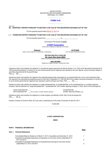 Vorschaubild inTEST Corporation 10-Q Quartalsbericht  