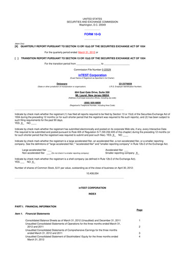 Vorschaubild inTEST Corporation 10-Q Quartalsbericht  