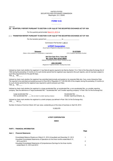 Vorschaubild inTEST Corporation 10-Q Quartalsbericht 2014 